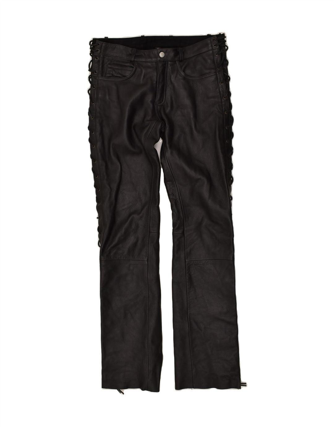 HIGHWAY 1 Dame Læder Casual Bukser W34 L35 Sort Læder