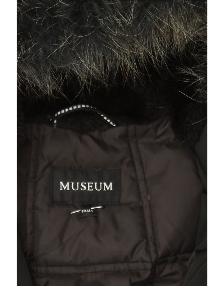 MUSEUM Womens Hooded Padded Coat UK 10 Small Black Polyester Vintage Museum and Second-Hand Museum from Messina Hembry 