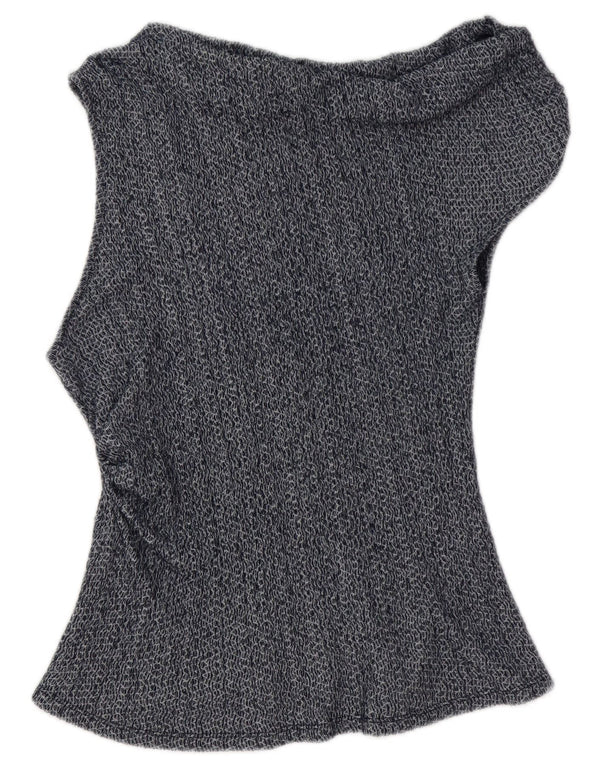Zara Womens Asymmetric Off Shoulder Top UK 14 Large Navy Blue