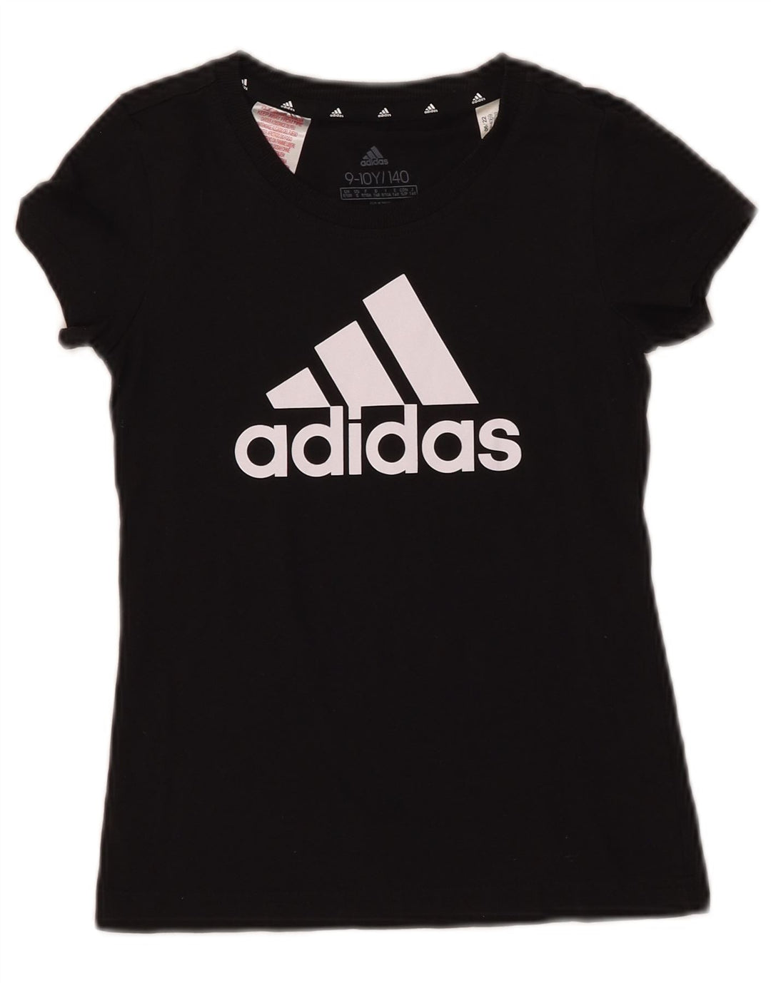 ADIDAS drenge grafisk t-shirt top 9-10 år sort bomuld