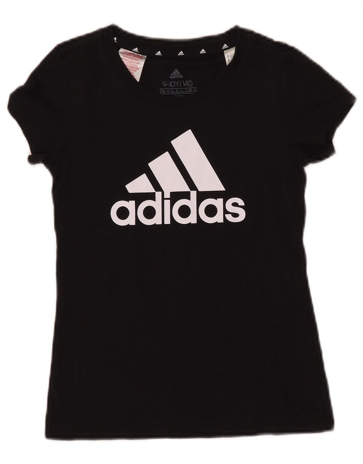 ADIDAS drenge grafisk t-shirt top 9-10 år sort bomuld