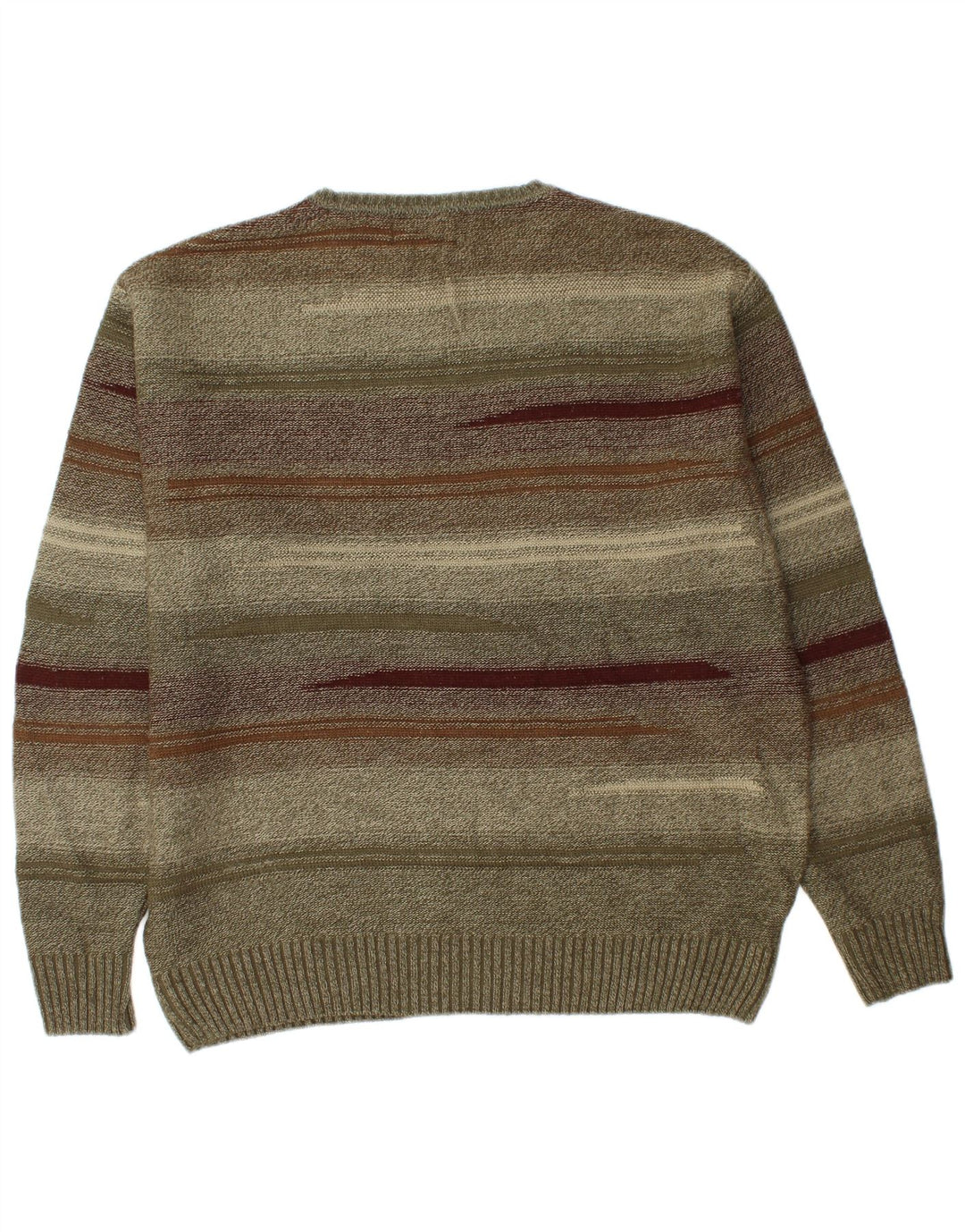 LONDON FOG Herre sweater med rund hals, medium Khaki stribet akryl