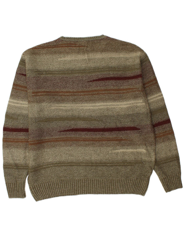 LONDON FOG Herre sweater med rund hals, medium Khaki stribet akryl