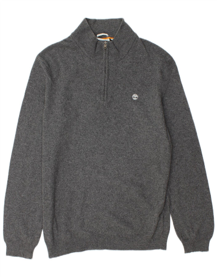 Timberland Herre Zip Neck Jumper Sweater XL Grå Merinould