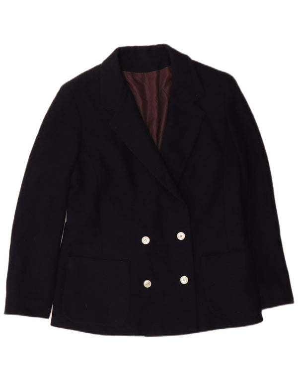Vintage Dame Dobbeltradet Blazer Jacket IT 46 Large Navy Blue