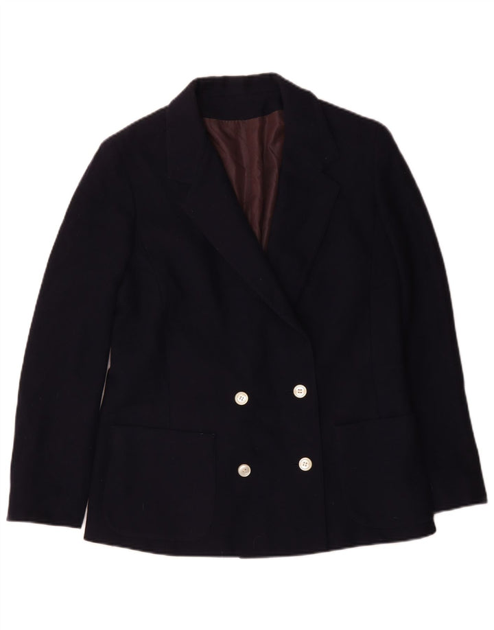 Vintage Dame Dobbeltradet Blazer Jacket IT 46 Large Navy Blue