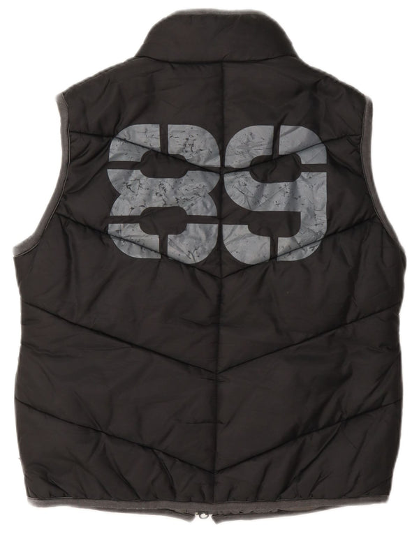 Dkny Dame Grafisk Polstret Gilet UK 14 Medium Sort Nylon