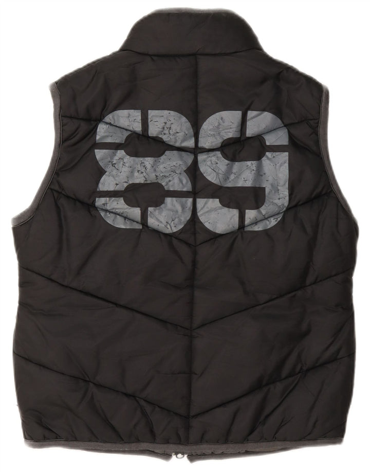 Dkny Dame Grafisk Polstret Gilet UK 14 Medium Sort Nylon