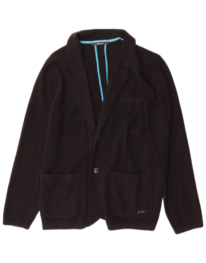 Esprit Dame 2 Button Knit Blazer Jacket UK 14 Large Black Bomuld