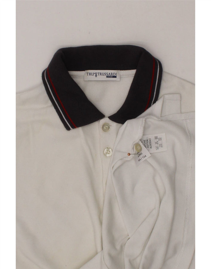 TRUSSARDI Boys Polo Shirt 8-9 Years White Cotton Vintage Trussardi and Second-Hand Trussardi from Messina Hembry 