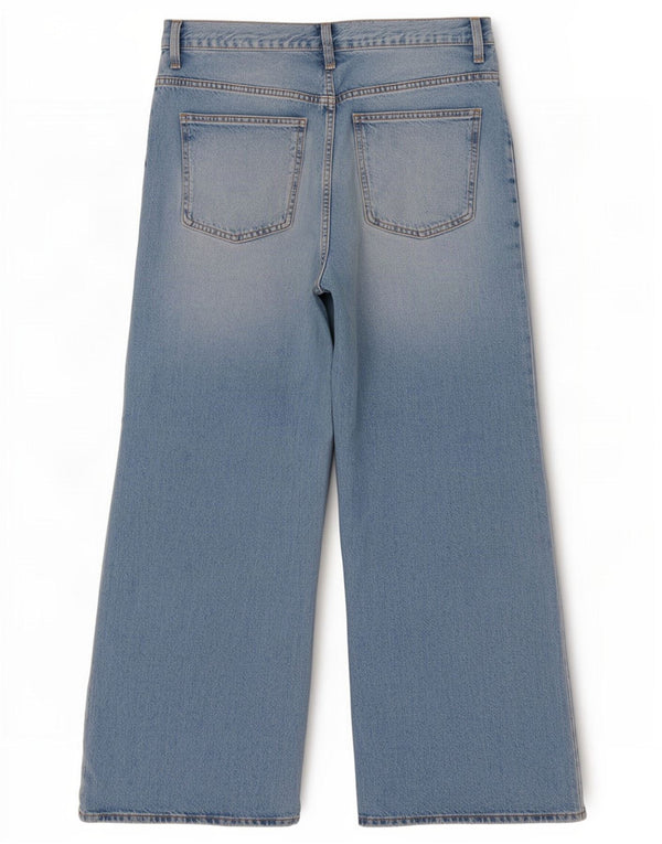 Zara Womens High Rise Wide Leg Jeans EU 42 Large W32 L32 Blue Cotton