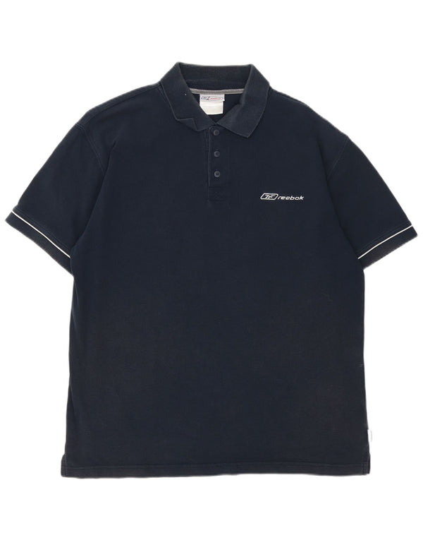 Reebok Poloshirt til mænd Medium marineblå stribet bomuld