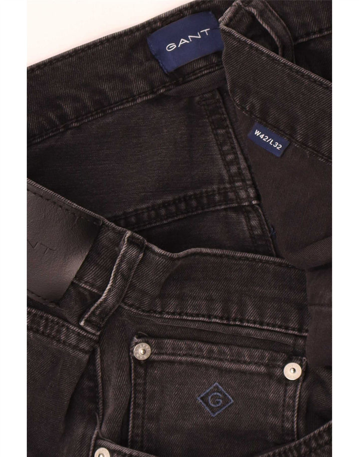 Gant Straight Jeans til mænd W42 L32 sort bomuld