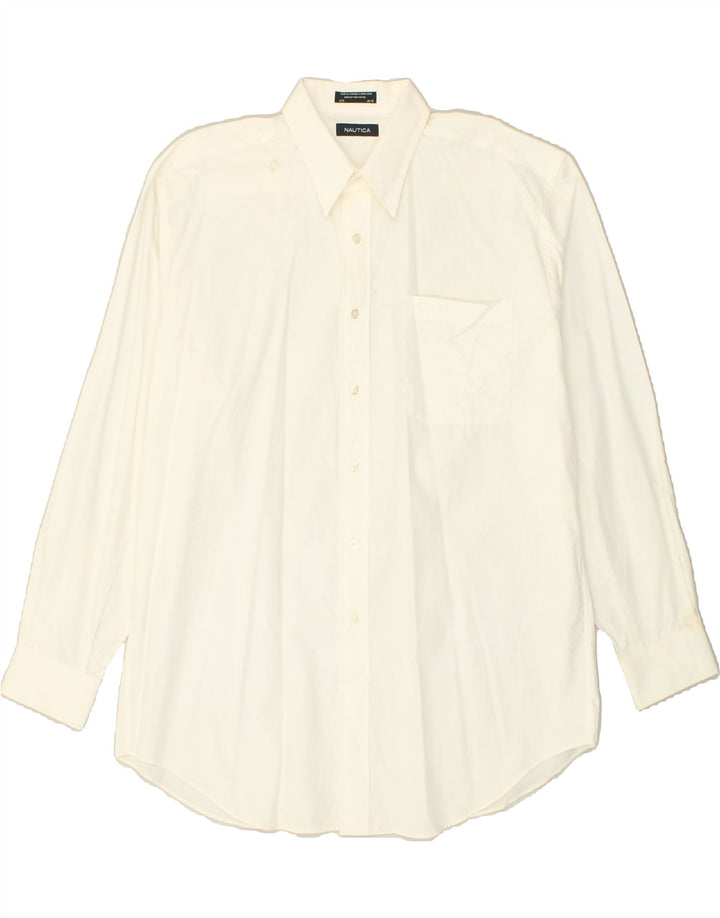 NAUTICA Mens Shirt Size 16 1/2 34/35 Large Off White Cotton | Vintage Nautica | Thrift | Second-Hand Nautica | Used Clothing | Messina Hembry 