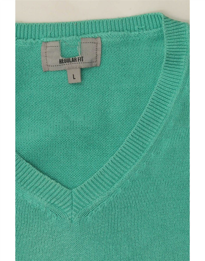 Vintage herre Regular Fit V-hals sweater stor grøn