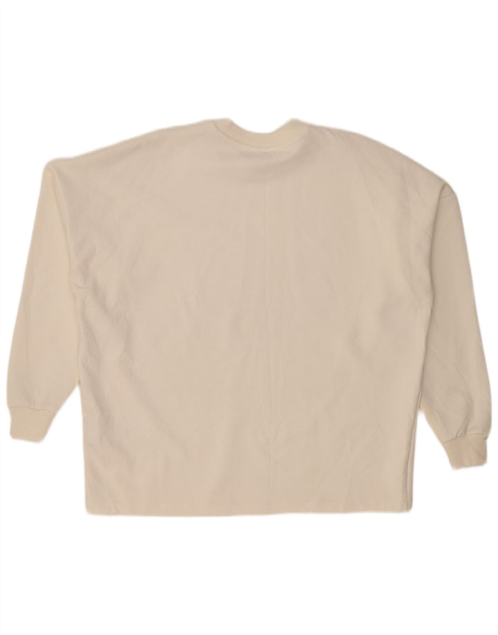 Zara Herre Loose Fit Sweatshirt Jumper Lille Hvid Bomuld