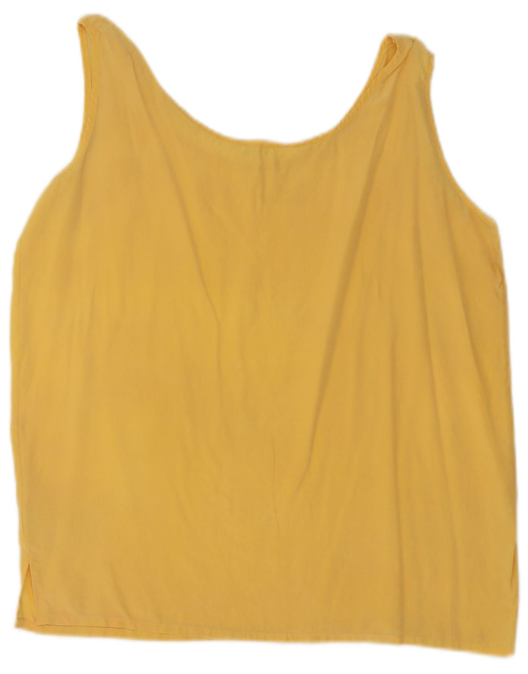 Vintage dame ærmeløs bluse Top UK 14 Medium Yellow Silk