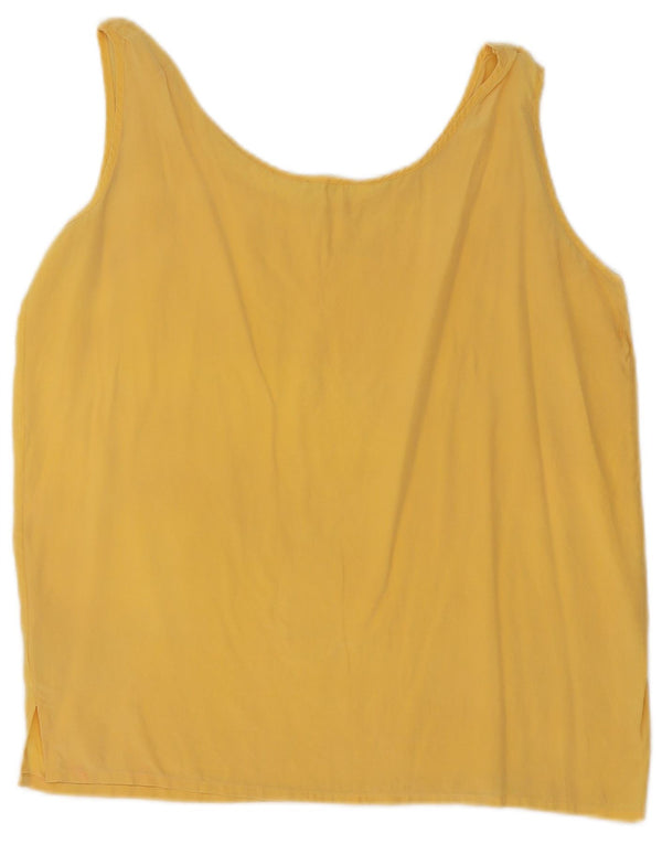 Vintage Womens Sleeveless Blouse Top UK 14 Medium Yellow Silk