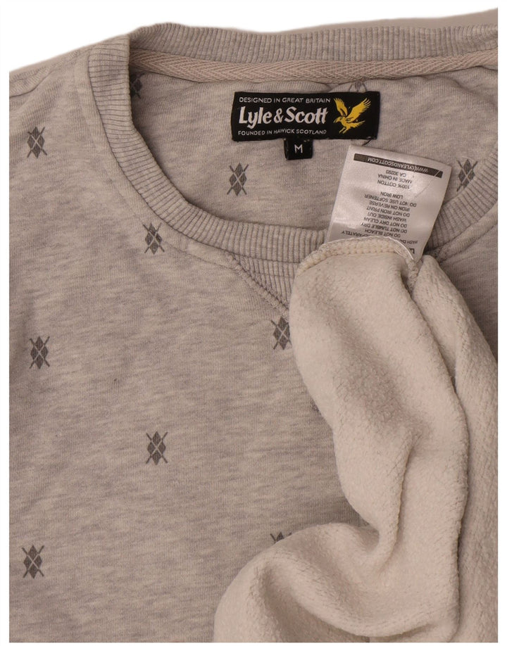 Lyle & Scott Sweatshirt med abstrakt mønster til mænd, medium grå bomuld