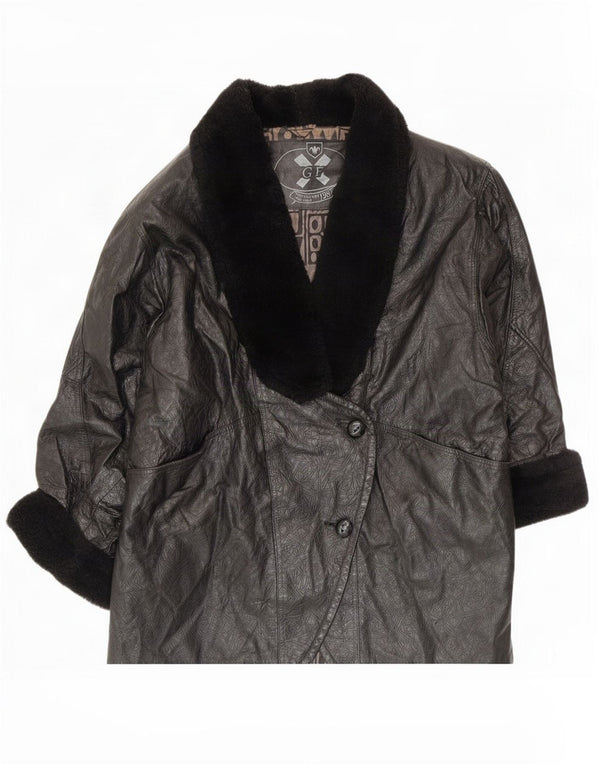 Vintage dame 2-knaps læderjakke IT 44 Medium Sort