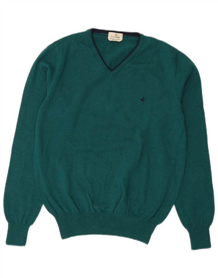Brooksfield Herre V-hals sweater IT 54 XL Grøn Uld