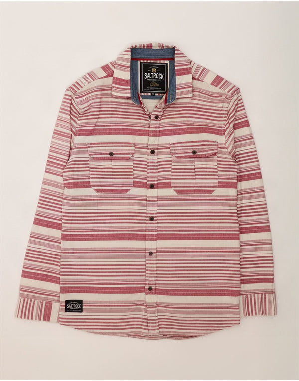 Saltrock Mens Flannel Shirt Medium Red Striped Cotton