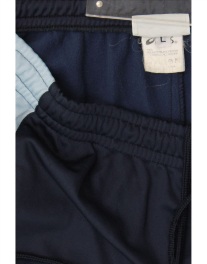 ASICS Mens Tracksuit Trousers Large  Navy Blue Colourblock Polyester Vintage Asics and Second-Hand Asics from Messina Hembry 