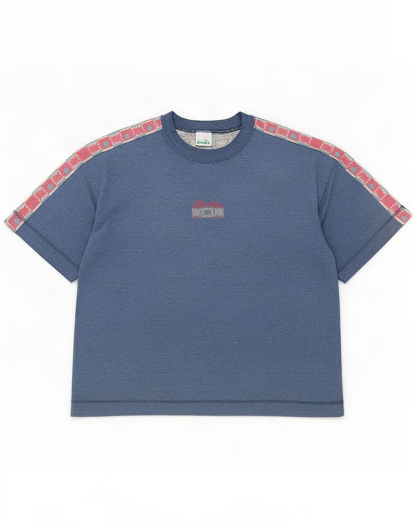 Diadora Dame Grafisk T-Shirt Top UK 14 Medium Navy Blue Bomuld