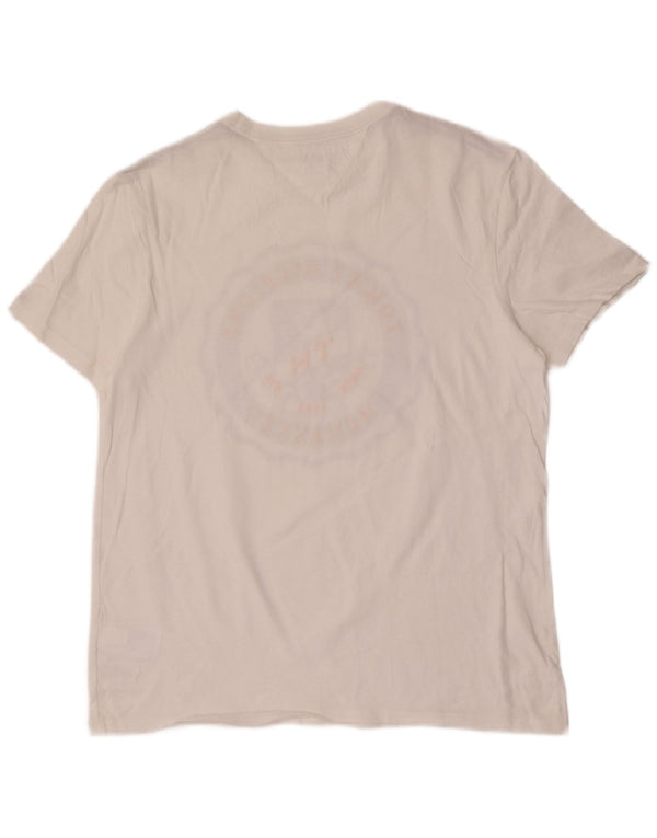 Tommy Hilfiger Herre grafisk T-shirt Top Medium Hvid Bomuld