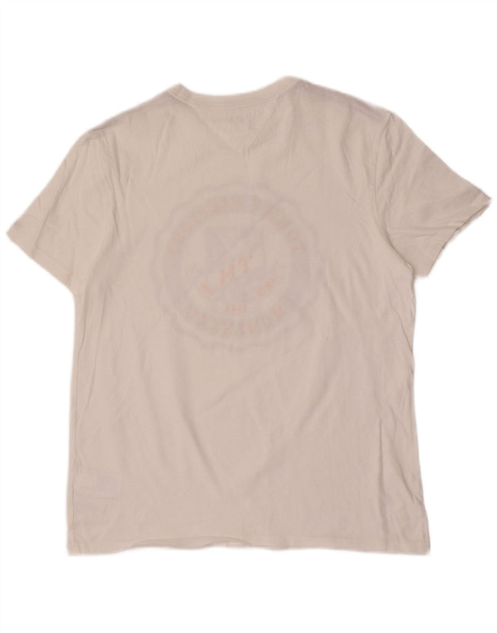 Tommy Hilfiger Herre grafisk T-shirt Top Medium Hvid Bomuld