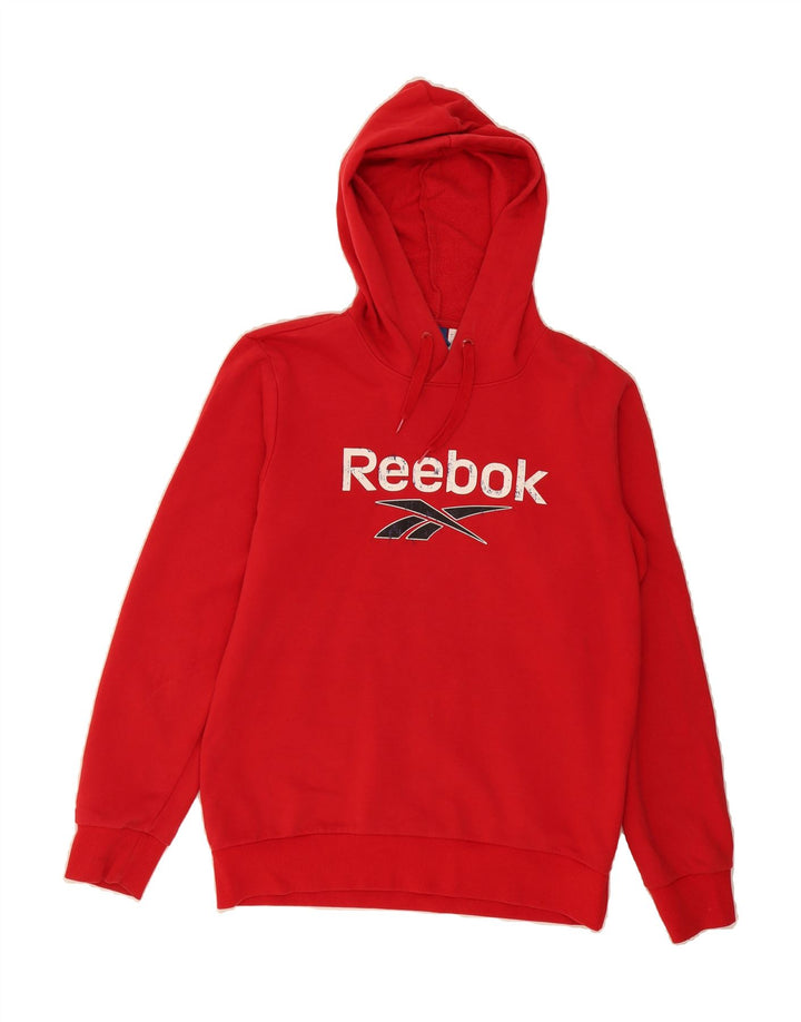 REEBOK Mens Graphic Hoodie Jumper Medium Red Cotton Vintage Reebok and Second-Hand Reebok from Messina Hembry 
