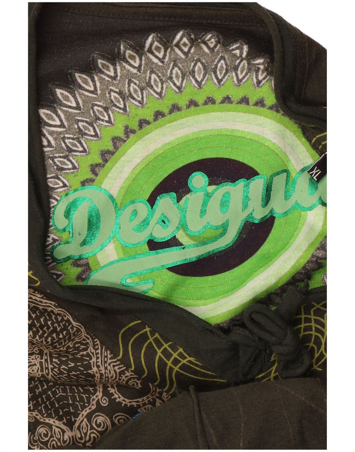 Desigual Kvinder Abstrakt A-Line Kjole UK 18 XL Grøn