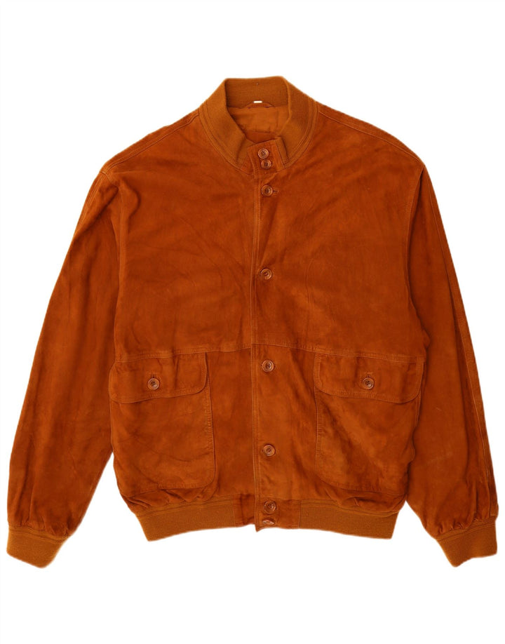 Vintage herre ruskind bomberjakke IT 56 3XL brunt læder