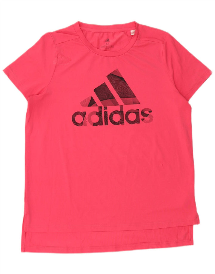 Adidas Grafisk T-Shirt Top UK 12/14 Medium Pink Polyester