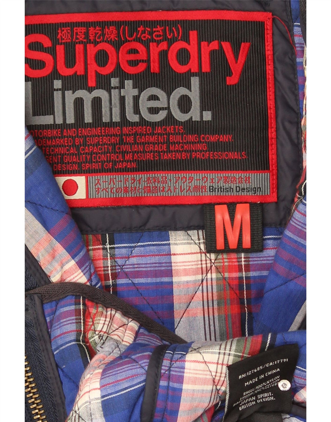 Superdry Quiltet jakke til kvinder UK 12 Mellem marineblå nylon