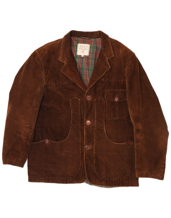 Vintage herre 3 knap fløjlsbukser blazerjakke IT 54 2XL brun bomuld
