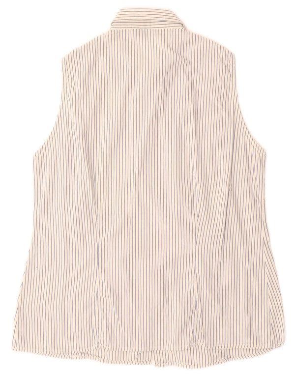 Marina Yachting Womens Sleeveless Shirt UK 14 Large White Pinstripe Cotton