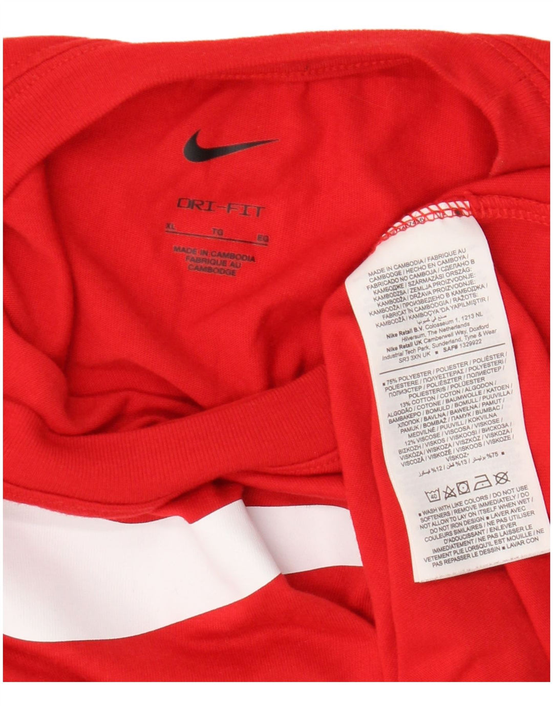 Nike Herre Dri Fit Grafisk T-Shirt Top XL Rød Polyester