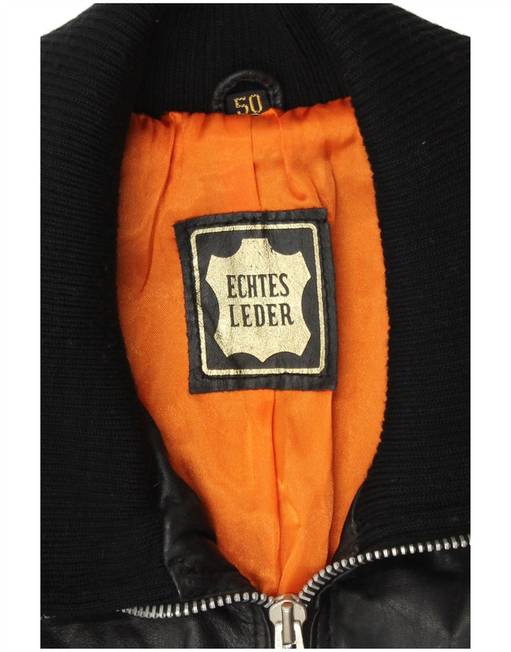 Vintage dame bomber læderjakke IT 50 XL sort læder