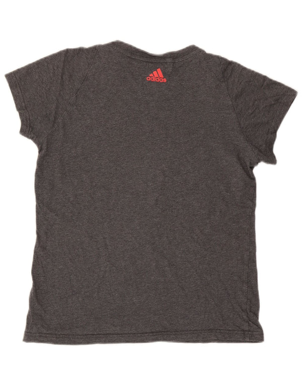 Adidas Dame Grafisk T-Shirt Top UK 10 Lille Grå