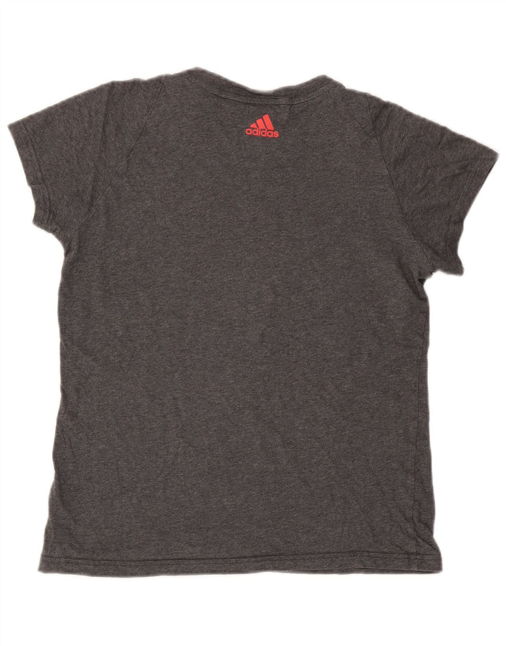 Adidas Dame Grafisk T-Shirt Top UK 10 Lille Grå