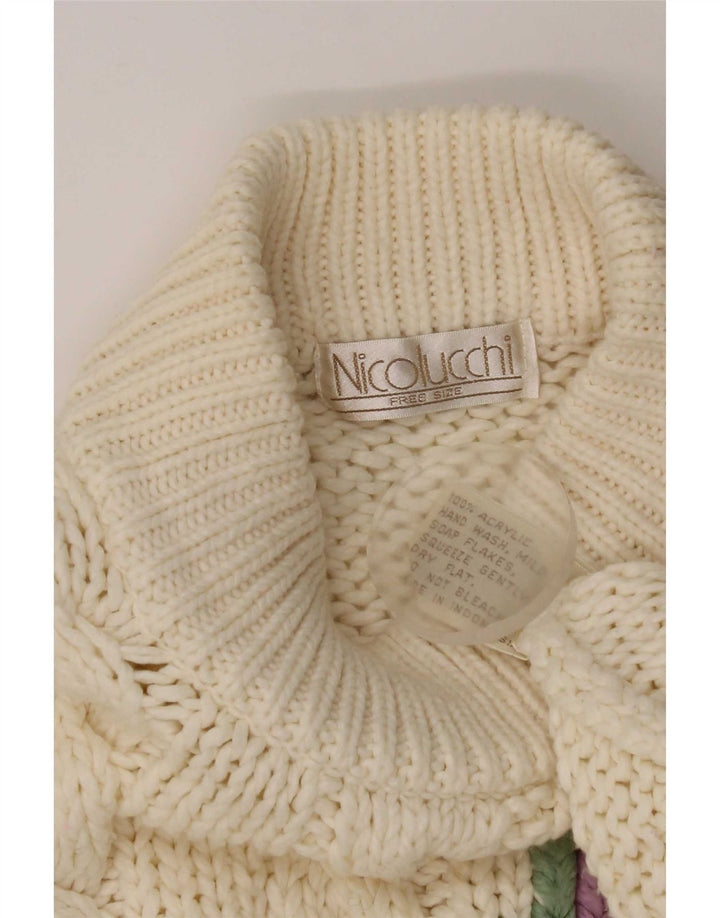 Nicolucchi Dame Turtle Neck sweater One Size Off White Floral