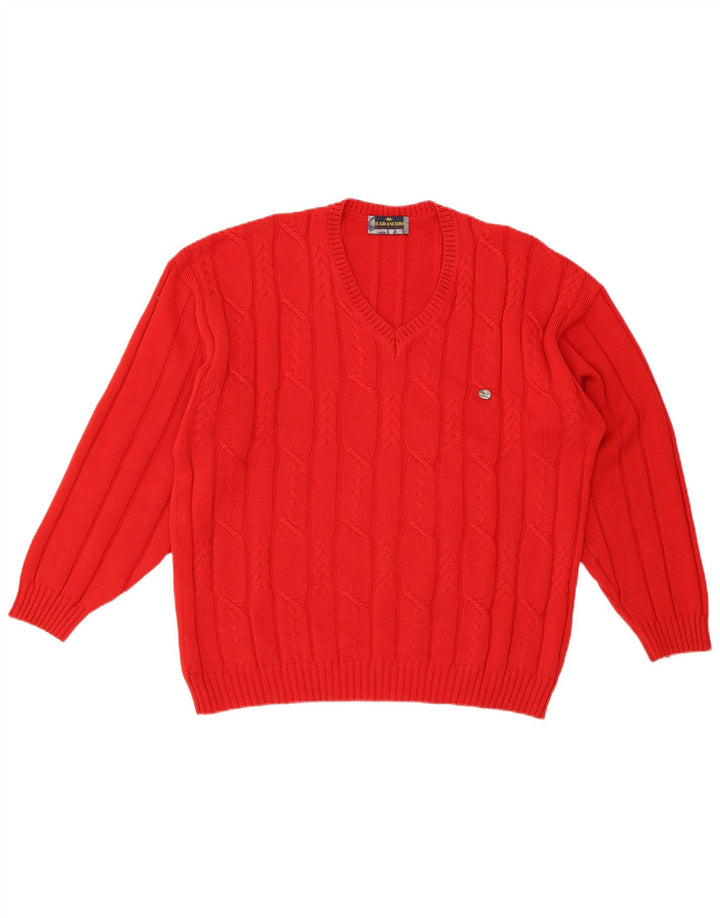 Il Granchio Herre Regular Fit V-hals sweater Medium Rød Uld