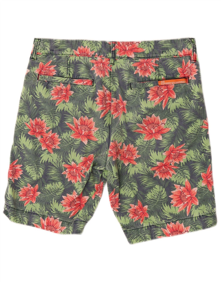 Superdry Chino-shorts til mænd Medium W32 Grøn blomstret bomuld