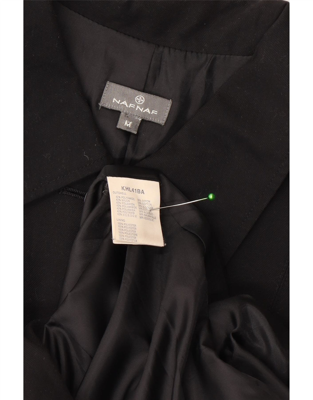 Naf Naf Militær Overfrakke til kvinder UK 12 Medium Sort Polyester