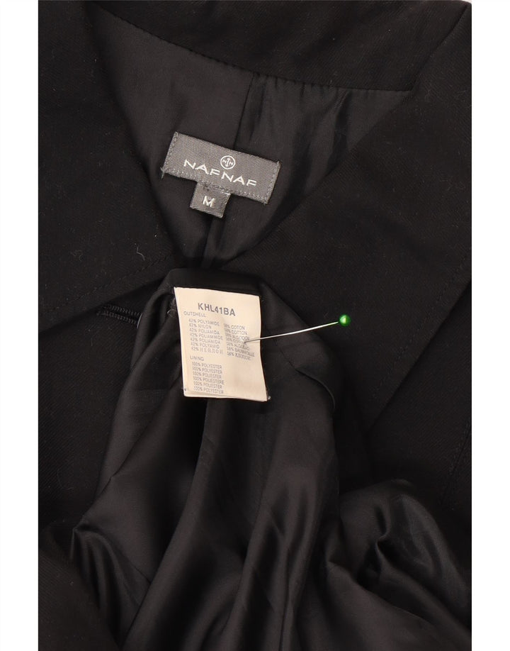 Naf Naf Militær Overfrakke til kvinder UK 12 Medium Sort Polyester