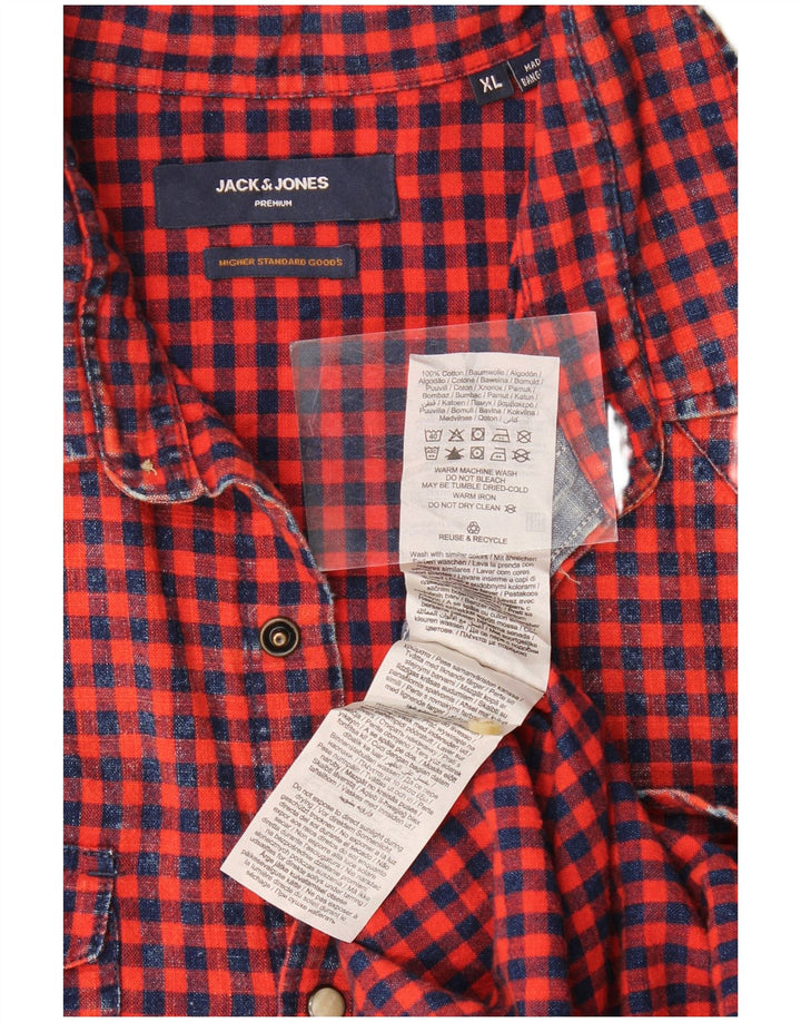 Jack & Jones Herre Flanellskjorte XL Rød Gingham Bomuld