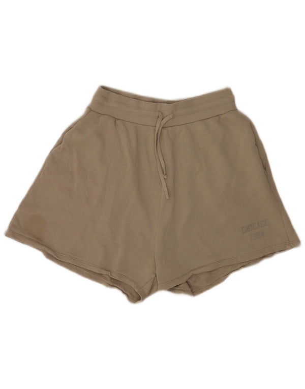 Zara Womens Chicago Relaxed Fit Sportshorts UK 14 Medium Beige Bomuld