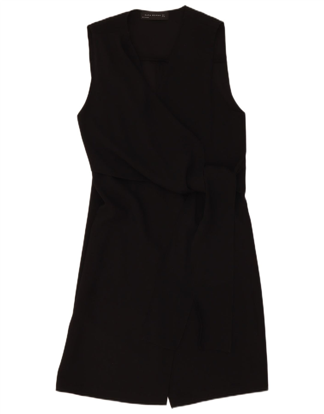 Zara ærmeløs slå-om-kjole til kvinder UK 12 Medium Black Polyester