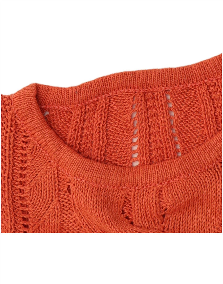 VINTAGE Dame sweater med rund hals DK 14 Medium Orange
